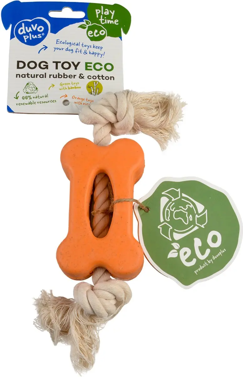 DuvoPlus Eco Rubber Hondenspeeltje Bamboe/Katoen - Gemengde Kleuren