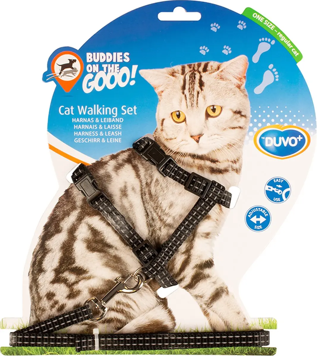 DuvoPlus Halsband Kat Wandelset Reflecterend 20-35cm - 125cm Zwart