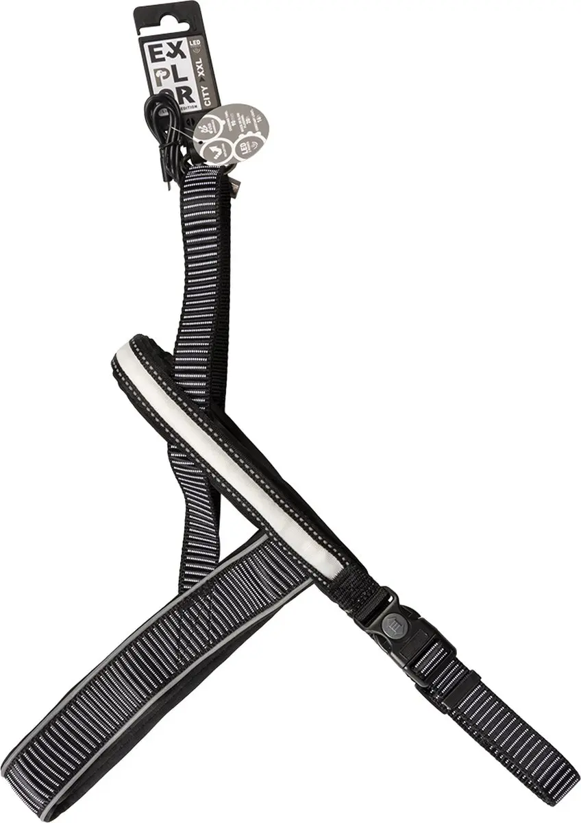 Duvo Explor City Paris Harnas XXL - 85-100cm/38mm - Zwart