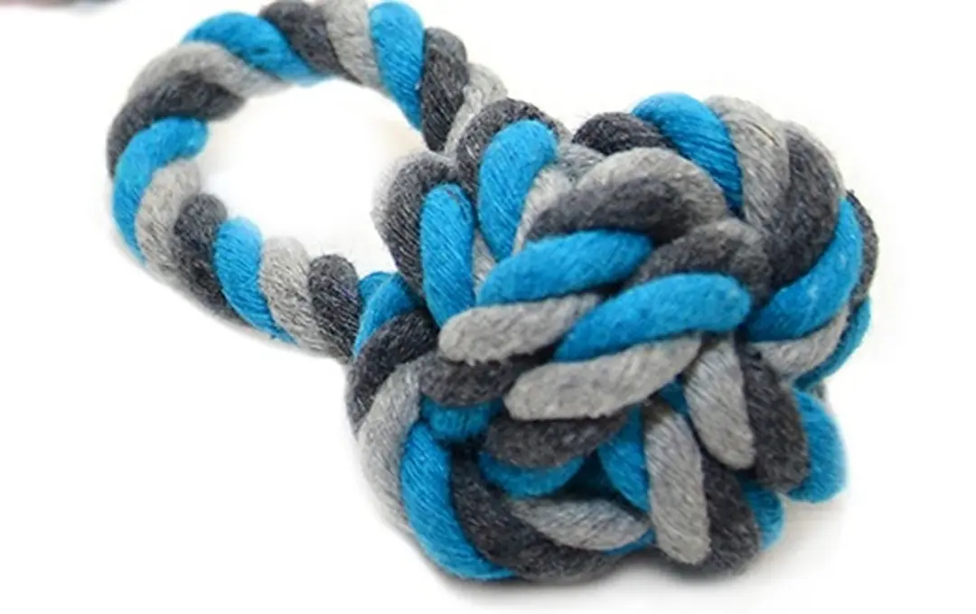 DuvoPlus Knoop Katoen Dummy Bal 9cm - Blauw