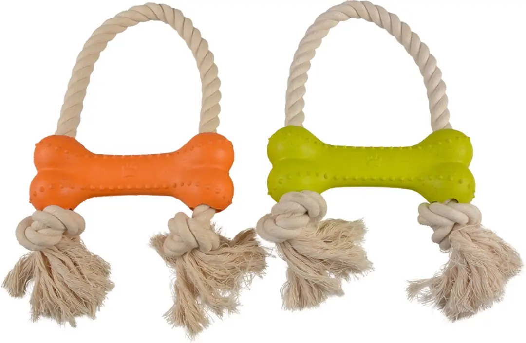 DuvoPlus Eco Rubber Hondenspeeltje Bamboe/Rijst & Katoen