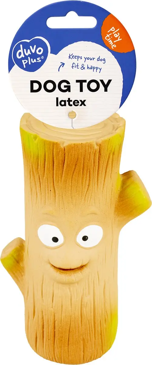 DuvoPlus Speelgoed Hond Latex Boomstam Silly 6x9x14cm