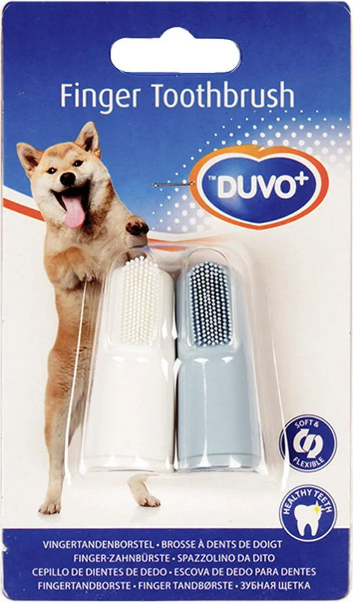 Duvo Vingertandenborstel Set 2ST - Wit/Blauw