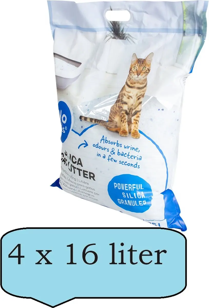 Duvo Silica Premium Kattenbakvulling - 64L (4x16L) - Incl. Wol muisje