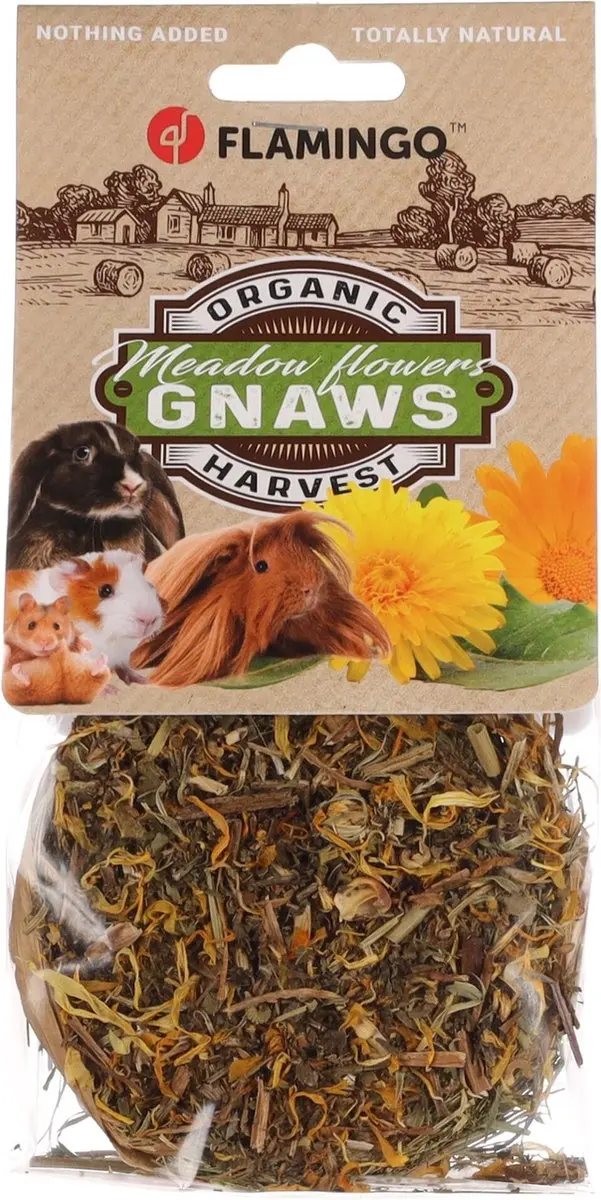 Flamingo Snack Knaagdier Hooirol Paardenbloem & Goudsbloem 75g