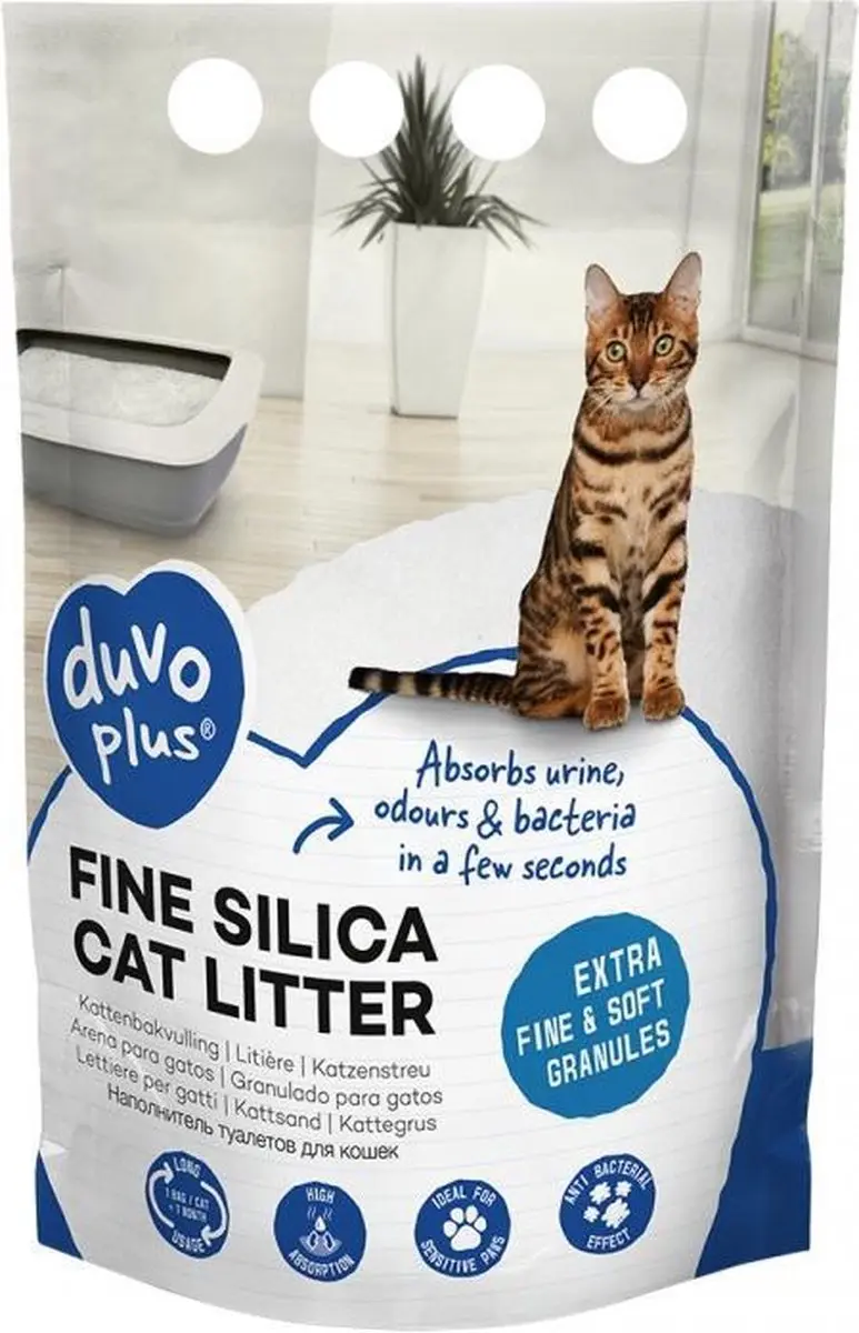 Duvo+ Premium Silica Kattenbakvulling Wit 2kg