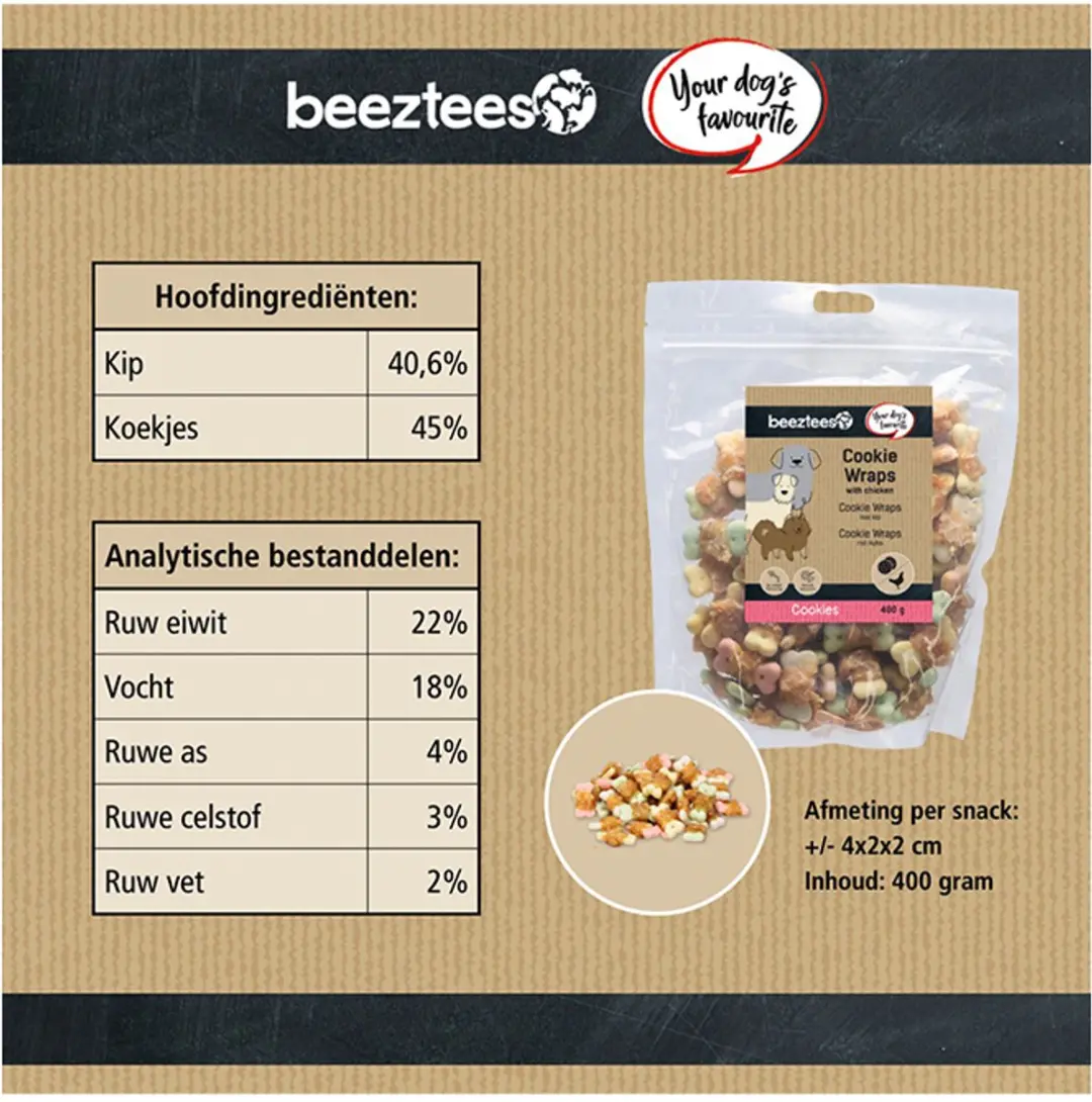 Beeztees Cocapet Wrapped Cookies met Kip 800g