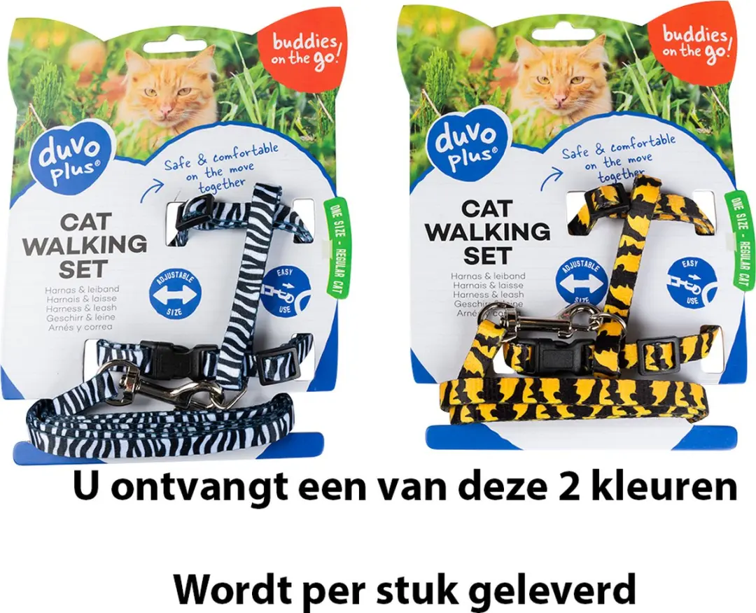 DuvoPlus Halsband Kat Wandelset Zoo 20-35cm