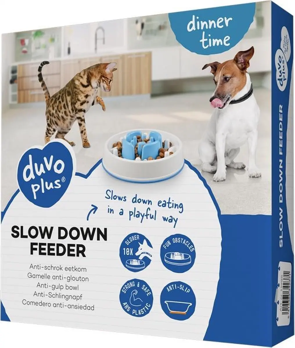 Duvo+ Slow Down Feeder - Blauw 28,5x28,5x7cm