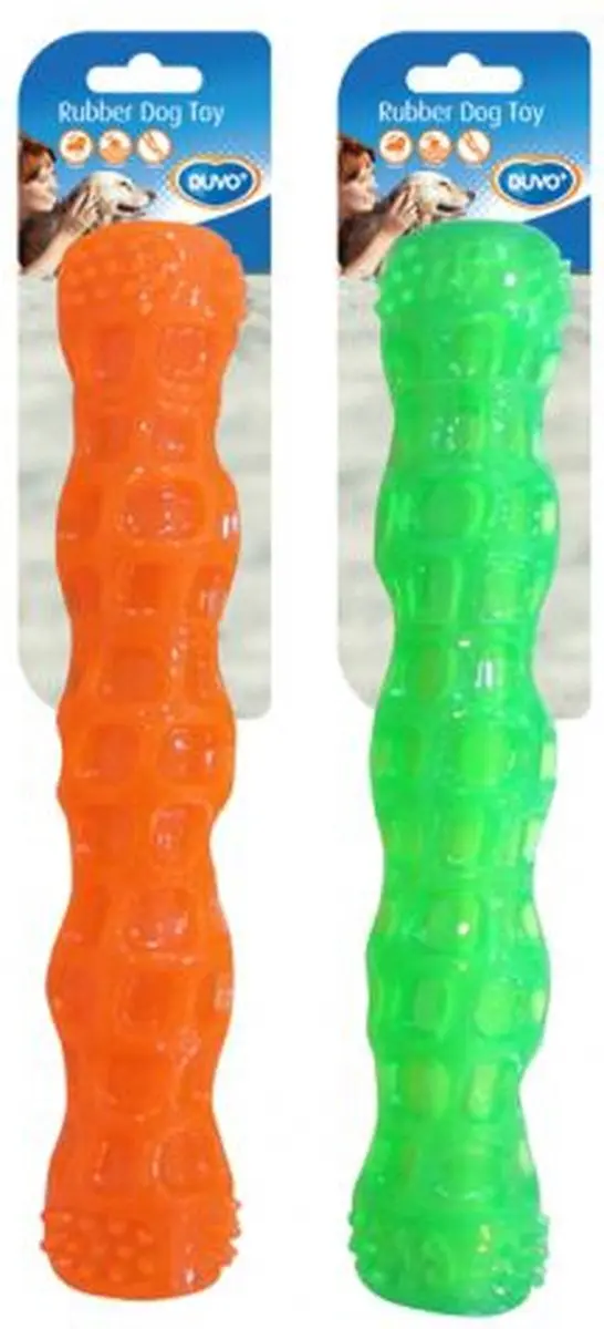 DuvoPlus TPR Stick Squeaky Hondenspeeltje 18cm - Oranje/groen