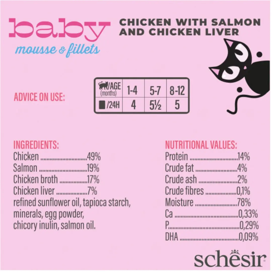 Schesir Baby Kattenvoer Kip & Zalm - 3x55g