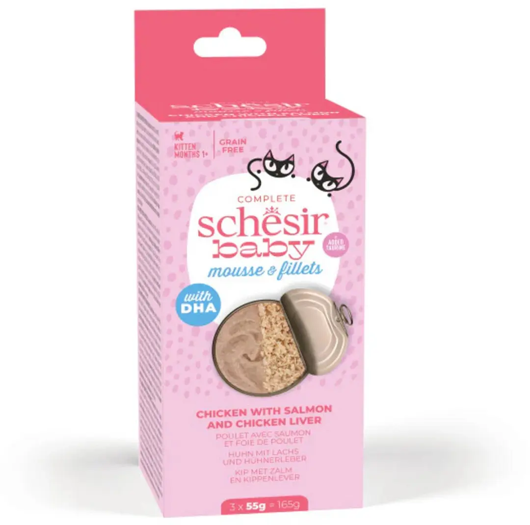 Schesir Baby Kattenvoer Kip & Zalm - 3x55g