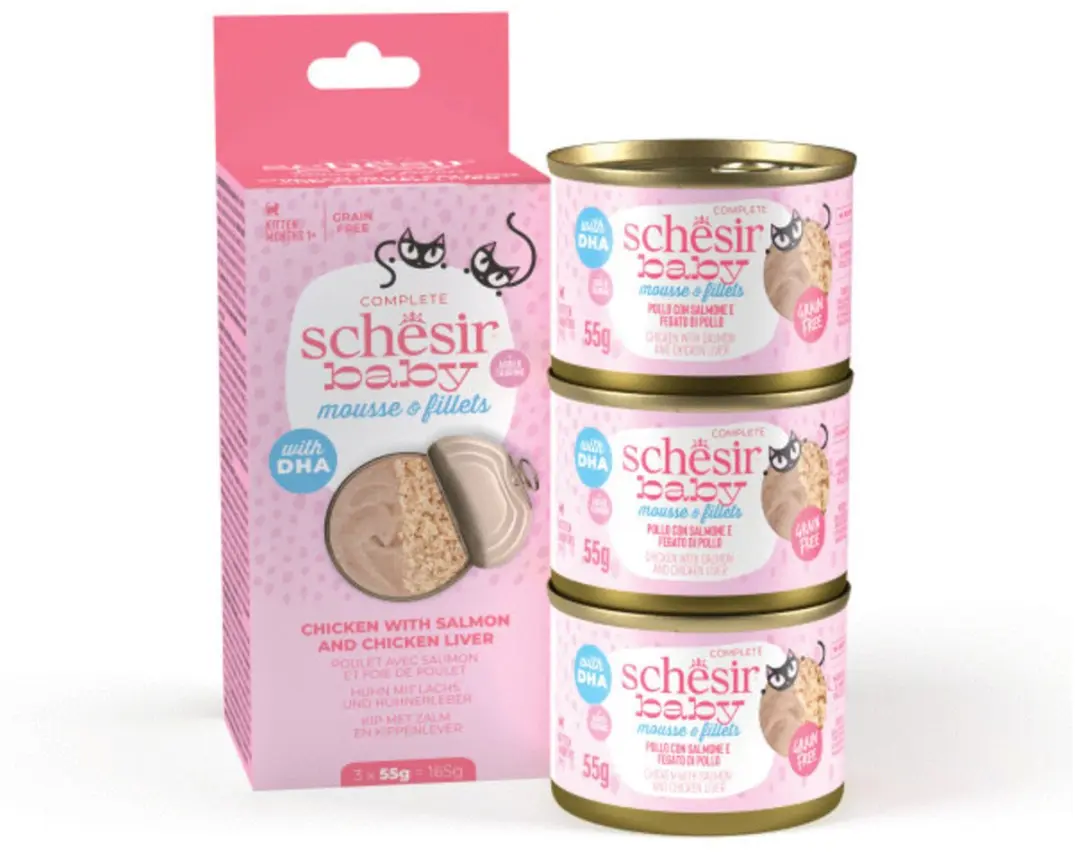 Schesir Baby Kattenvoer Kip & Zalm - 3x55g - afbeelding 6 van 6