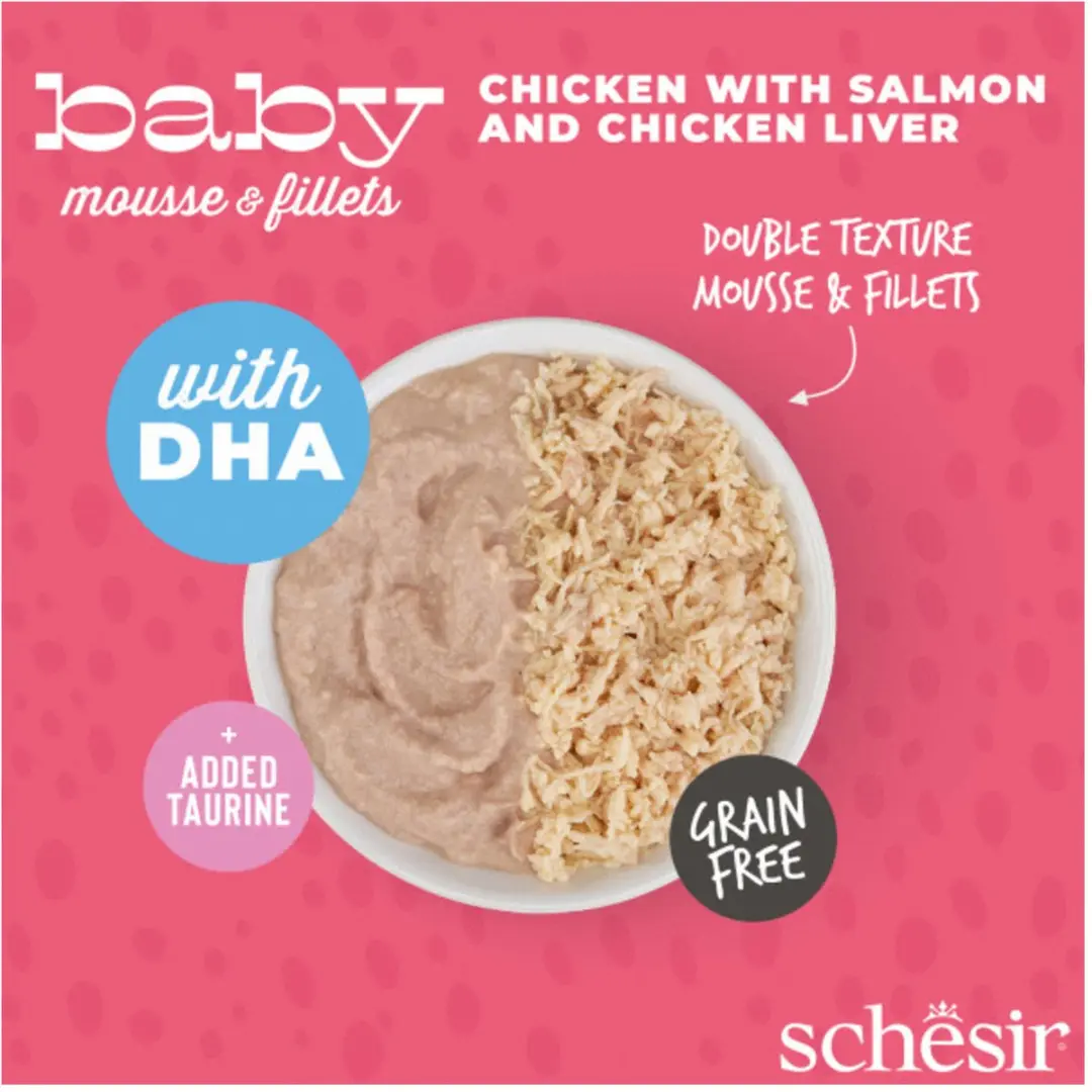 Schesir Baby Kattenvoer Kip & Zalm - 3x55g