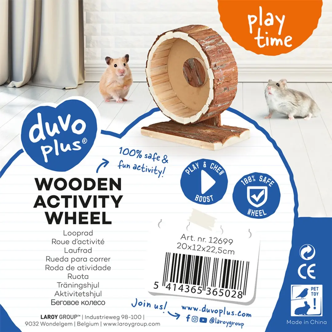 Duvo Duvoplus Houten Looprad voor Knaagdieren 20x12x22,5cm