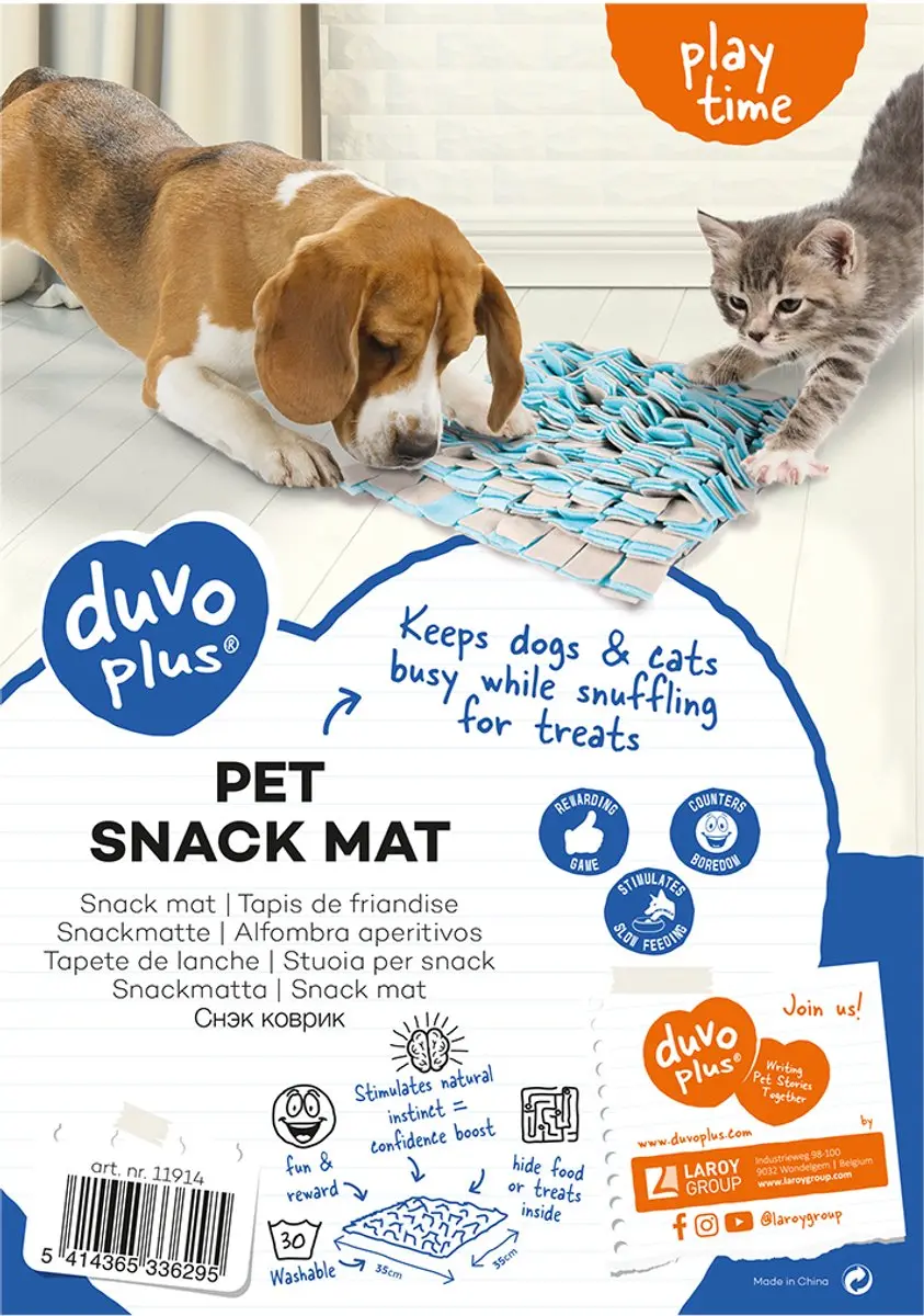 Duvo Snackmat Blauw/Grijs 35x35cm