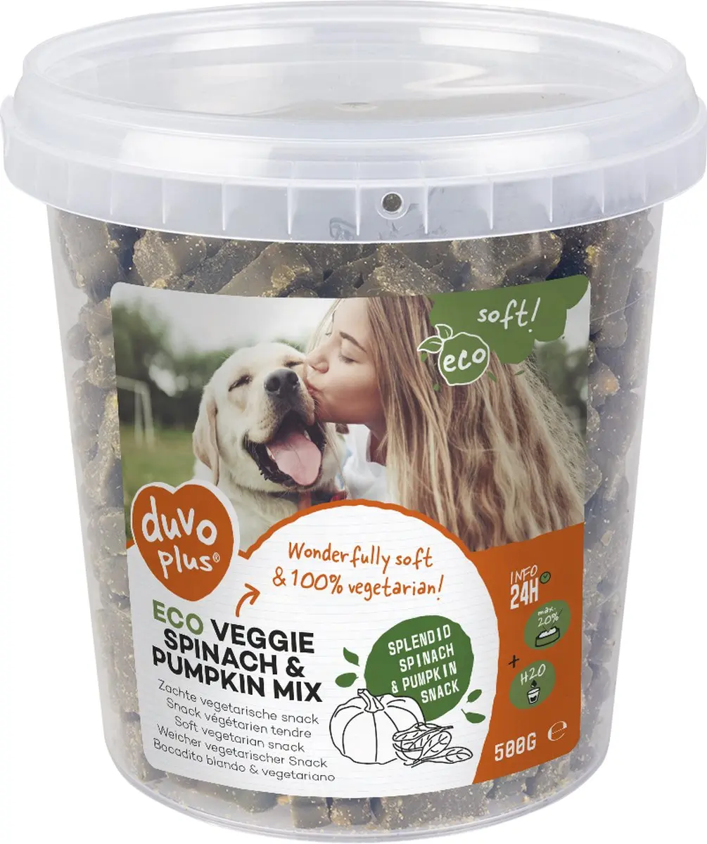 Duvo Duvoplus Hondensnack Soft! Eco Veggie Spinazie & Pompoen Mix 500g