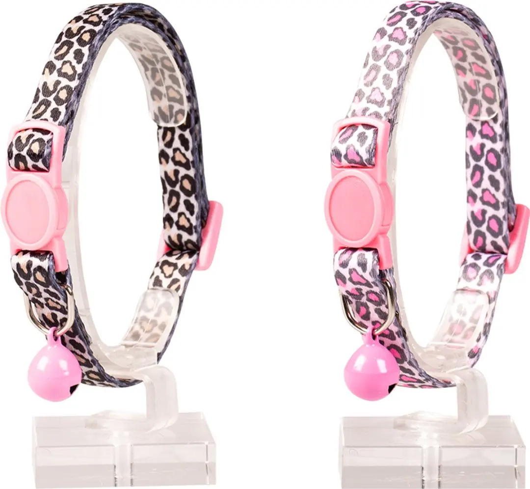 Duvo+ Kattenhalsband Panter Nylon - 20-30cm / 10mm - Roze
