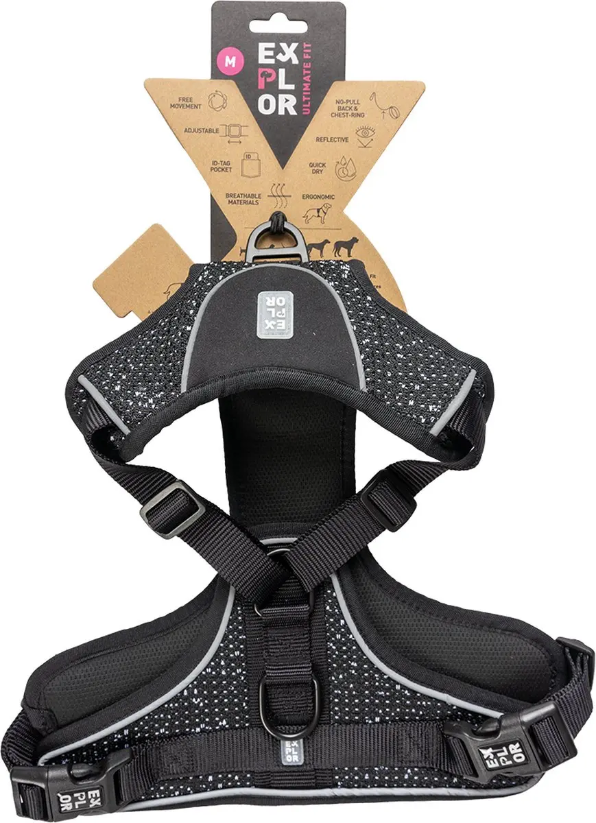 Duvo Duvoplus Ultimate Fit No-pull Harnas Fashion M - 35-60cm - Granite Black