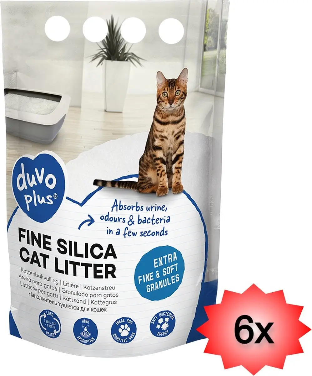 Duvo+ Premium Silica Kattenbakvulling Fijn 30L (6x5L)