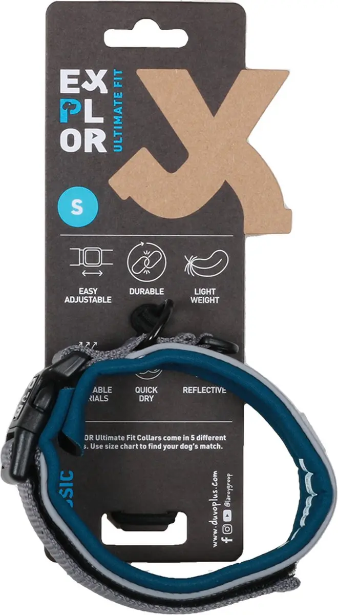 Duvo Duvoplus Ultimate Fit Comfy Halsband Classic S - 34-38cm - Petrol Blue