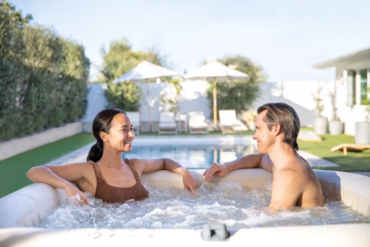 Intex PureSpa Chevron Deluxe Bubble Spa 28472 - 120 Jets 196cm - 6 Personen - Beige - afbeelding 6 van 6