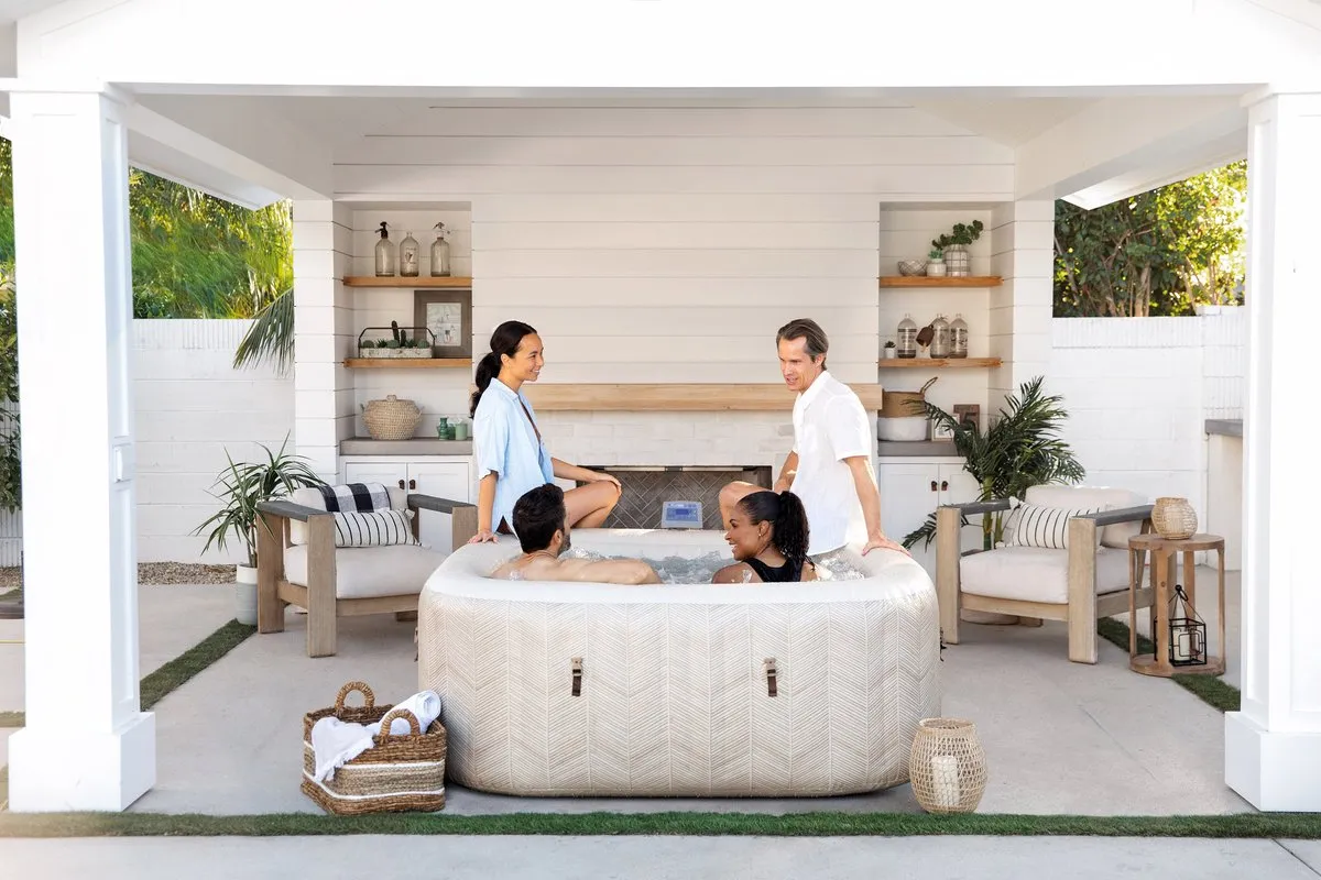 Intex PureSpa Chevron Deluxe Bubble Spa 28472 - 120 Jets 196cm - 6 Personen - Beige - afbeelding 4 van 6