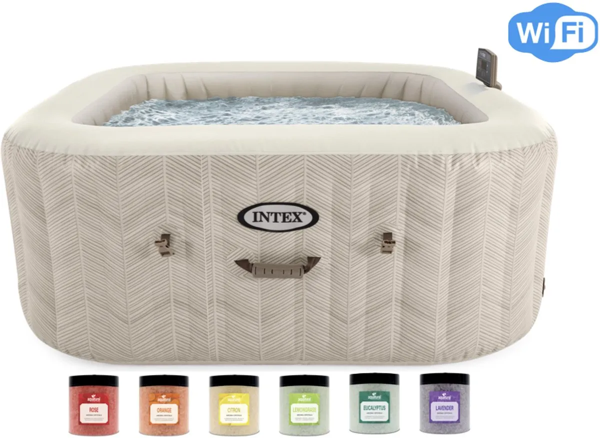Intex PureSpa Chevron Deluxe Bubble Spa 28472 - 120 Jets 196cm - 6 Personen - Beige - afbeelding 2 van 6