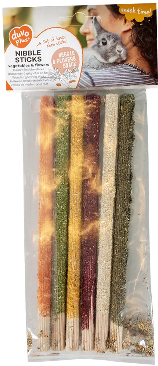 Duvo+ Houten Knabbelsticks Groenten & Bloemen 6x75g