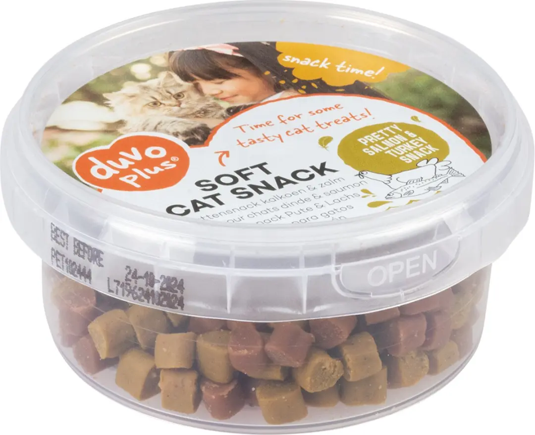 DuvoPlus Zachte Kattensnack Kalkoen & Zalm 100g