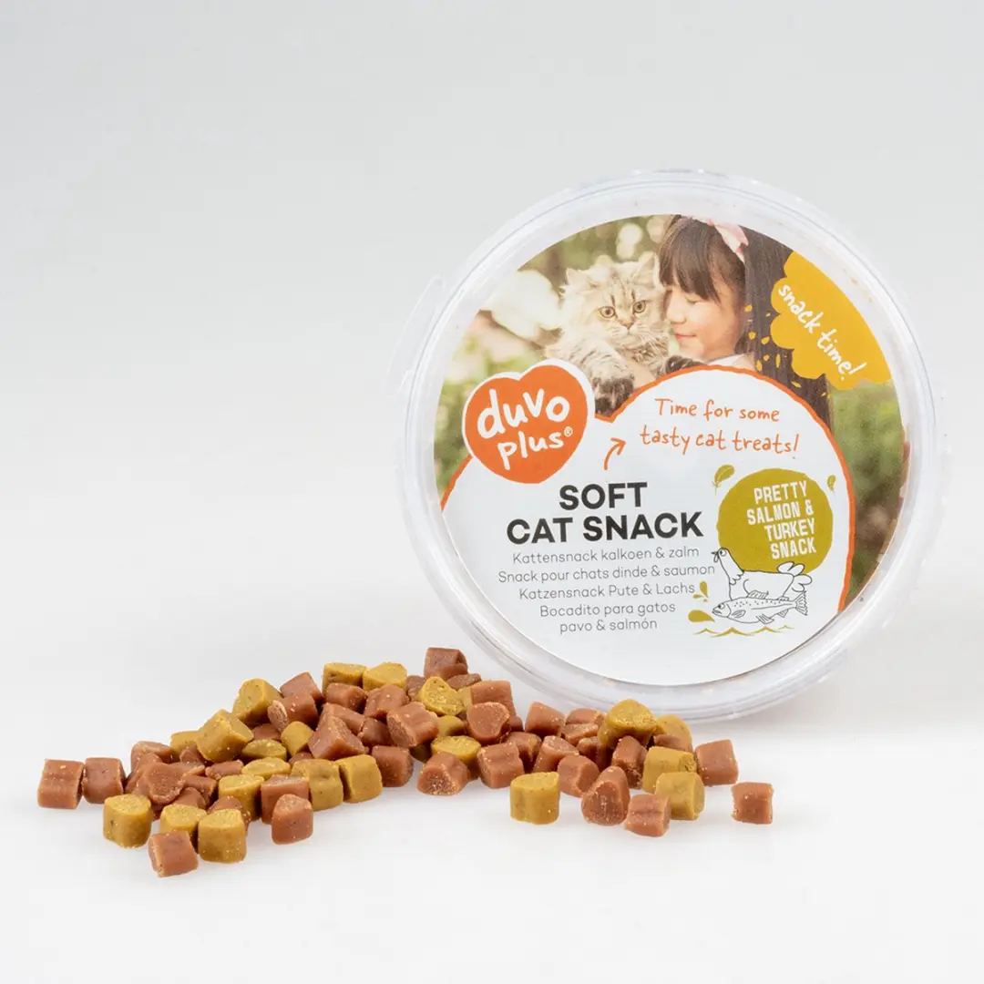 DuvoPlus Zachte Kattensnack Kalkoen & Zalm 100g