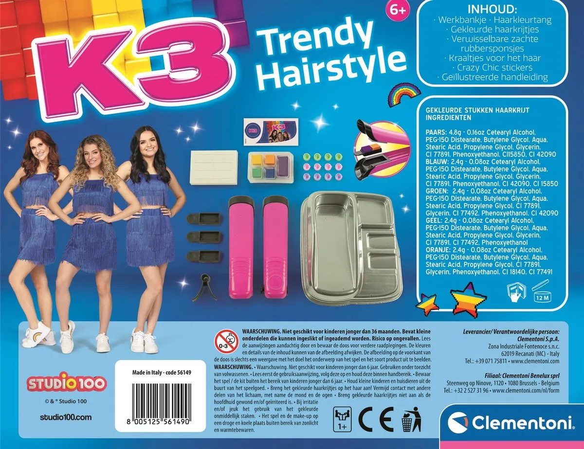Clementoni Studio 100 K3 Trendy Hairstyle Haarstyling Set - Multicolor - afbeelding 6 van 6