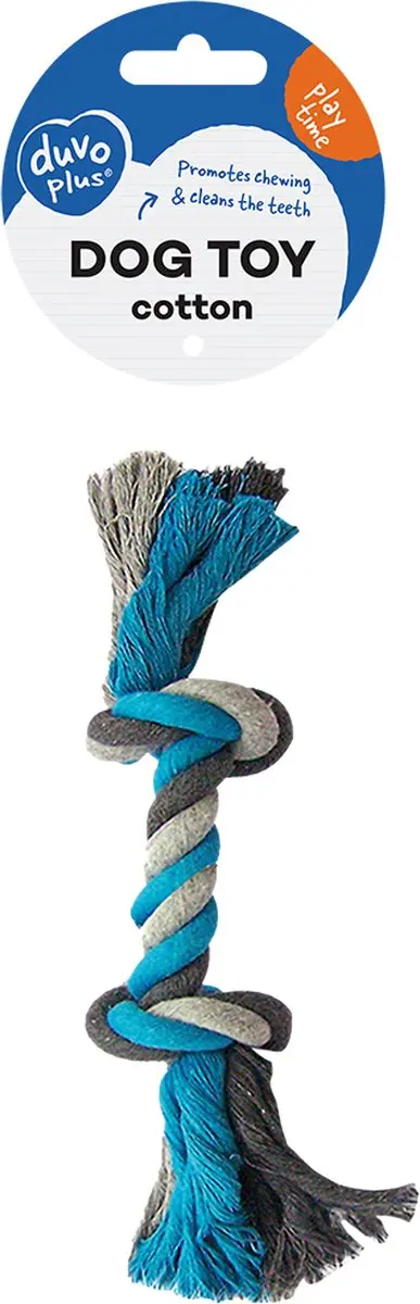 Duvo Dogtoy Knoop Katoen M 26cm - Blauw/Grijs