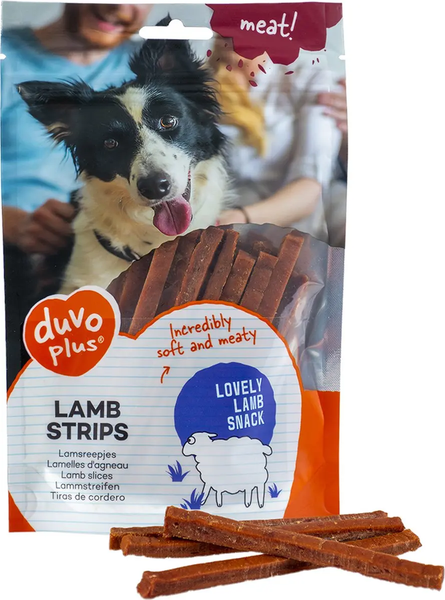 Duvo Hondensnack Lam Strips 80g - 16 Stuks