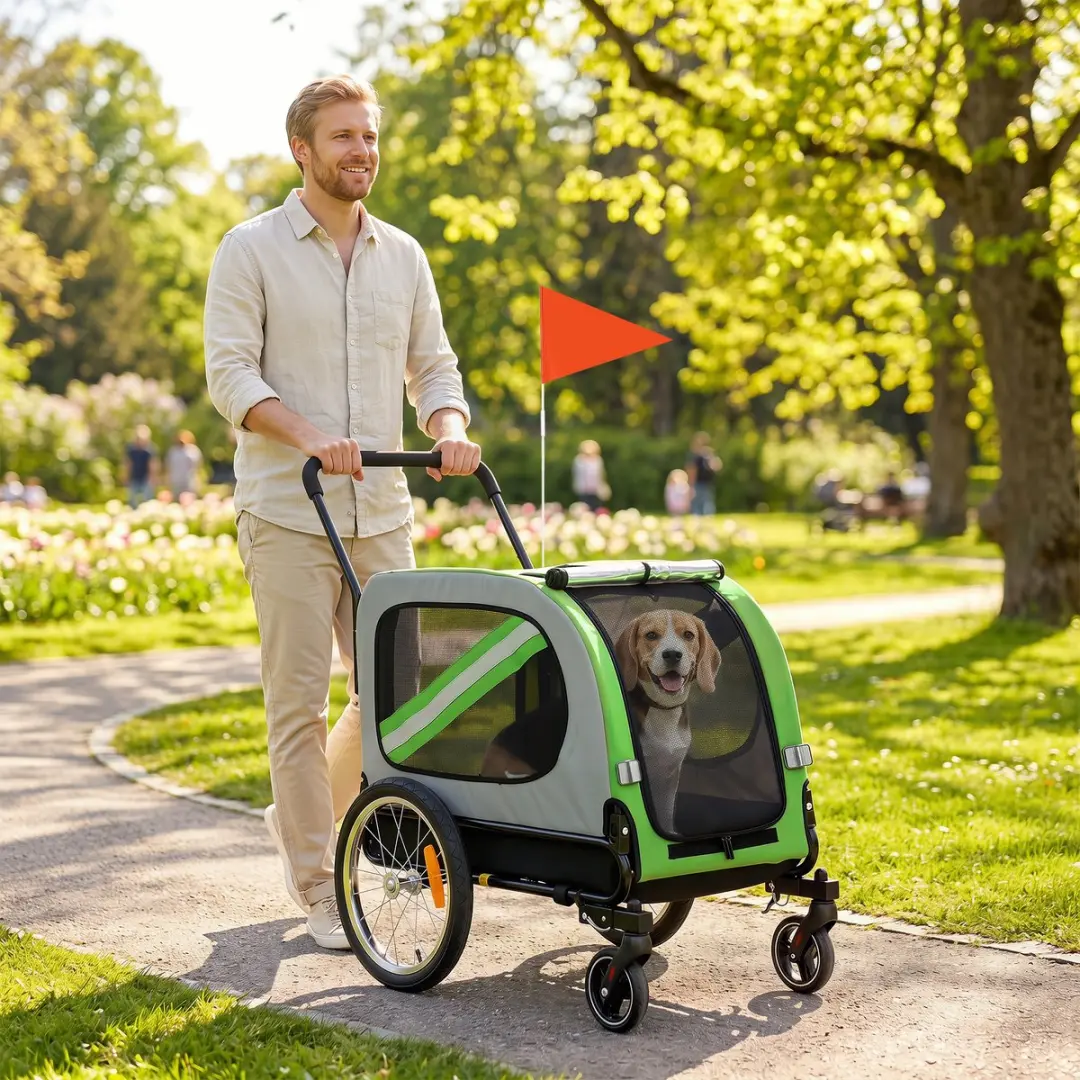 ECTEATOY 2-in-1 Hondenfietskar & Buggy - Groen