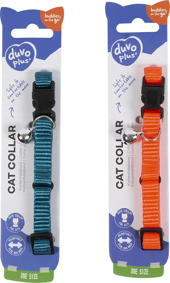 DuvoPlus Kattenhalsband Uni 3 Nylon 20-30cm - Gemengde Kleuren