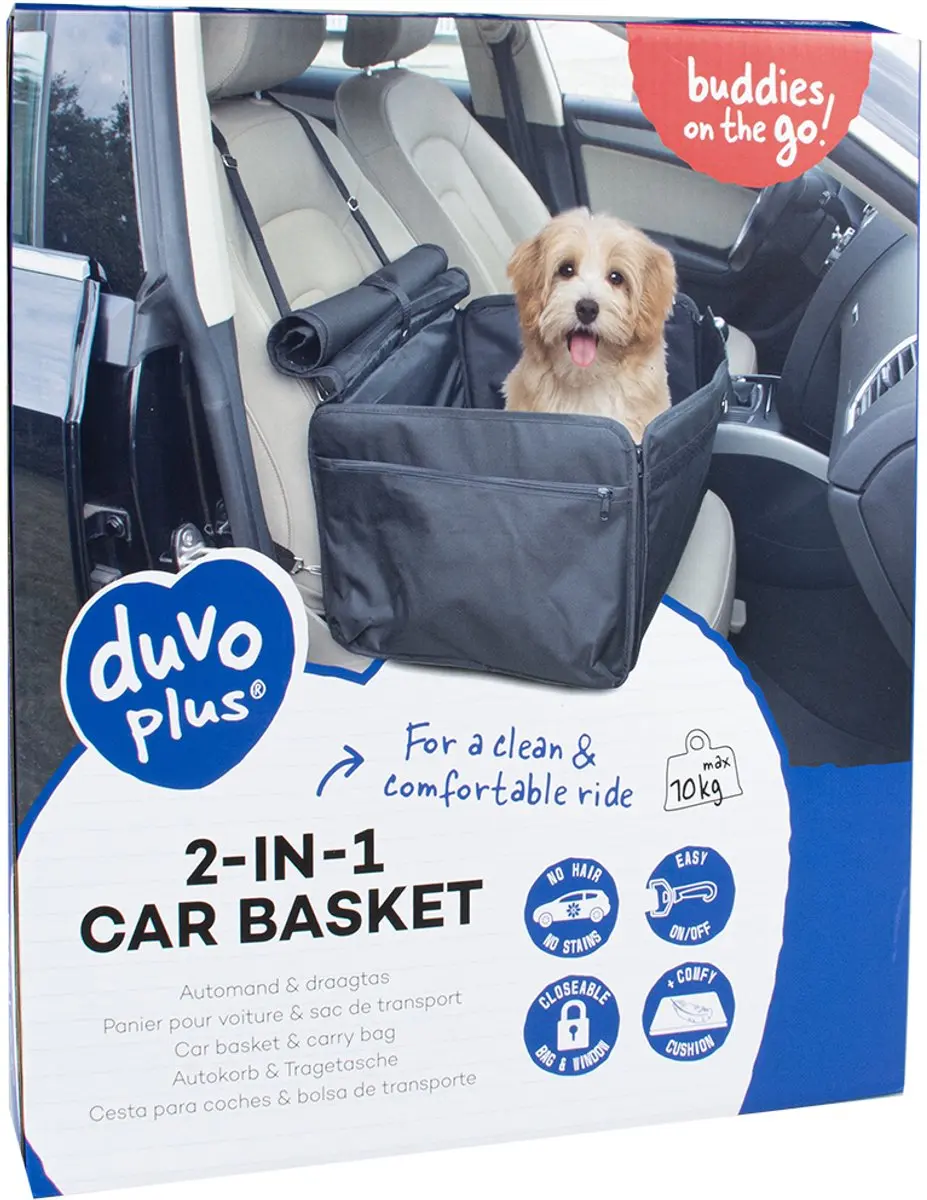 DuvoPlus Reisbench Hond 2-in-1 Automand 45x39x30cm - Zwart