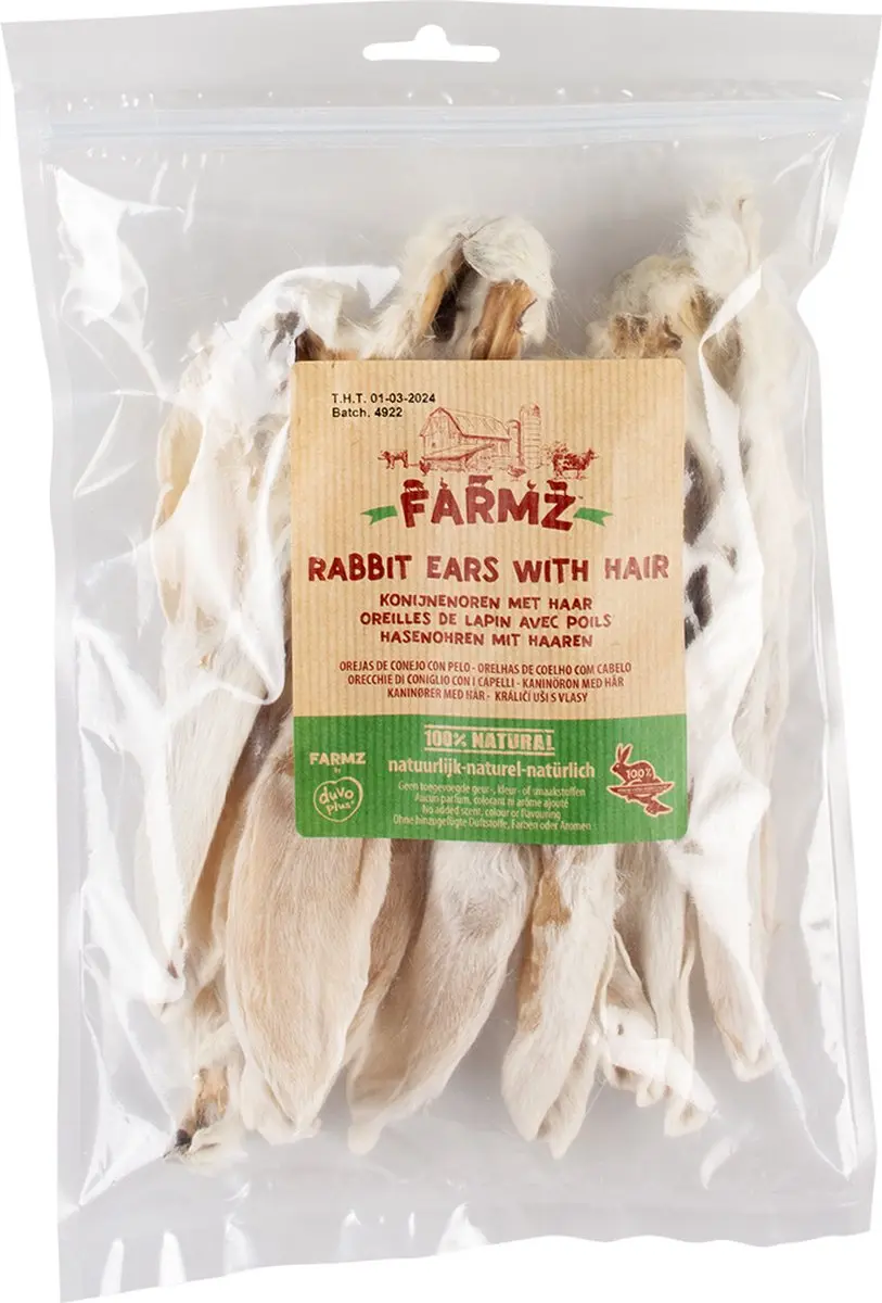 Duvo Duvoplus Farmz Konijnenoren Hondensnack 100g