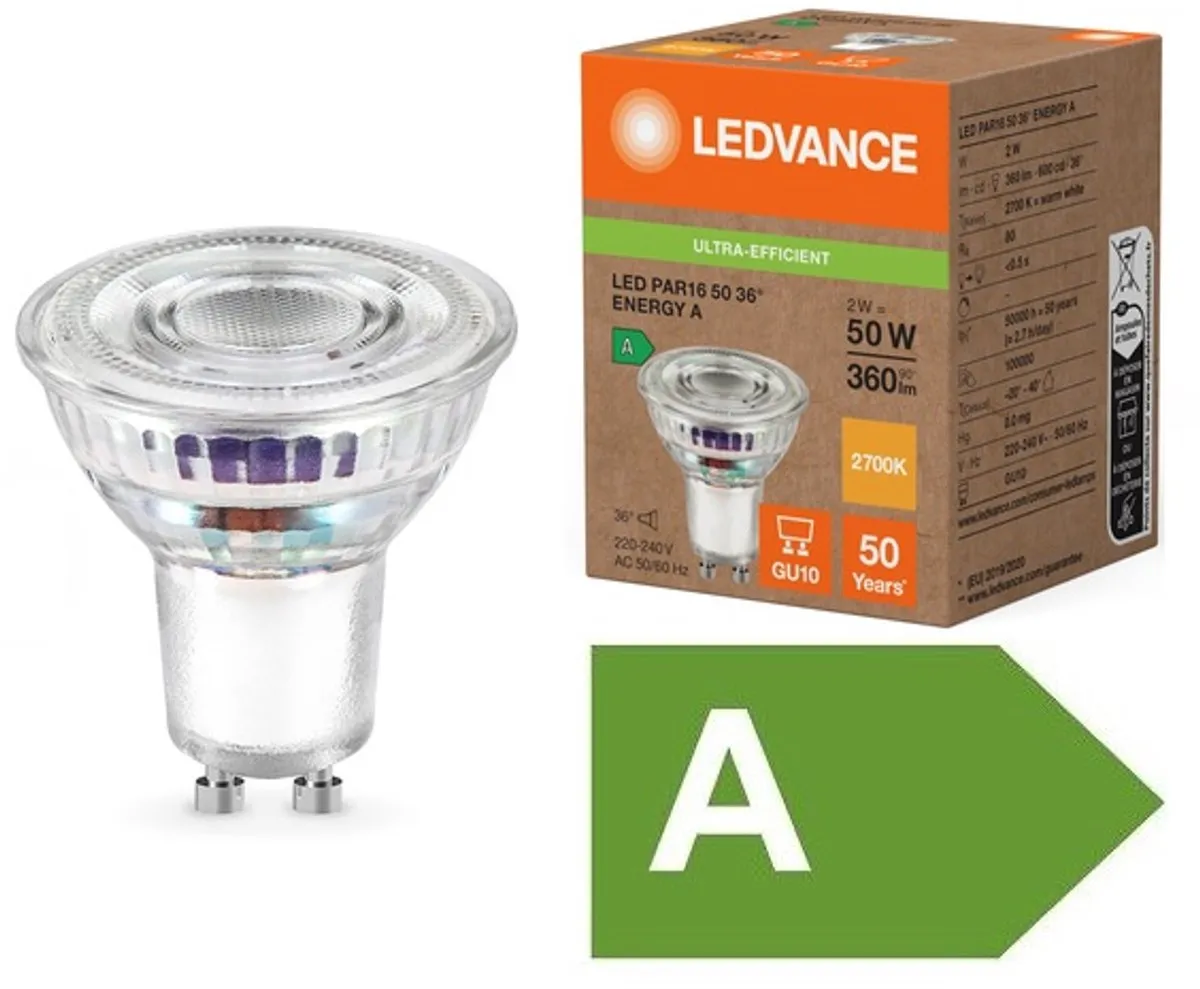 LEDVANCE PAR16 GU10 2W 360lm 36° - Zeer Warm Wit
