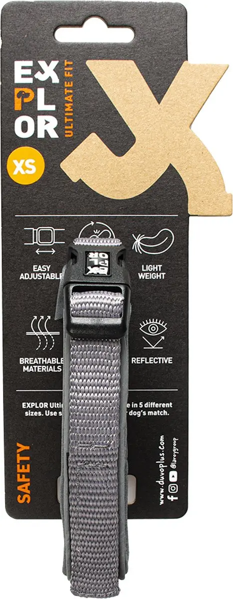 DuvoPlus Ultimate Fit Comfy Halsband Safety XS - 30-33cm - Zilver Reflecterend