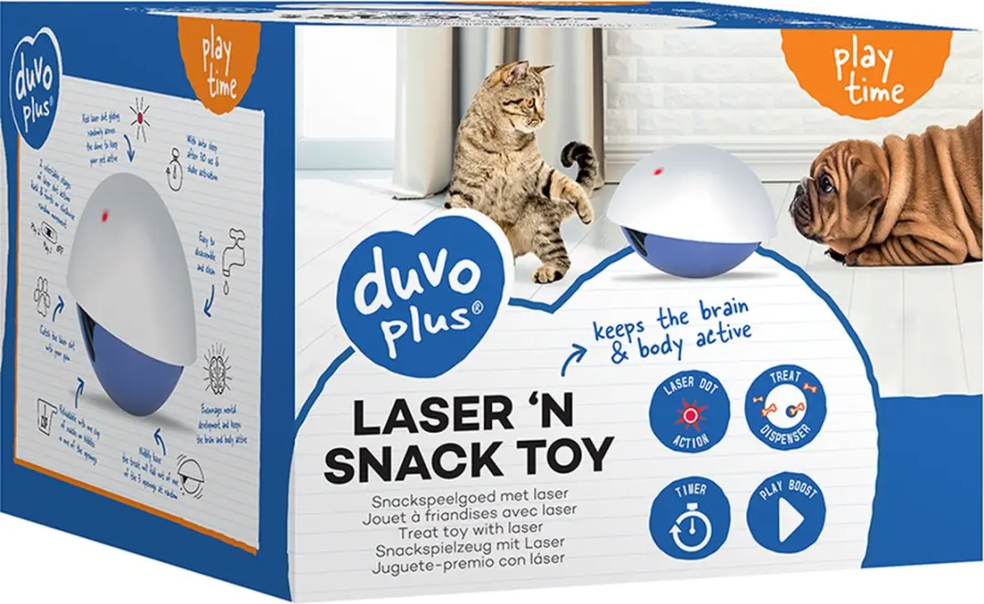 Duvo Laser 'n Snack Toy - 19x19x15cm Wit/blauw