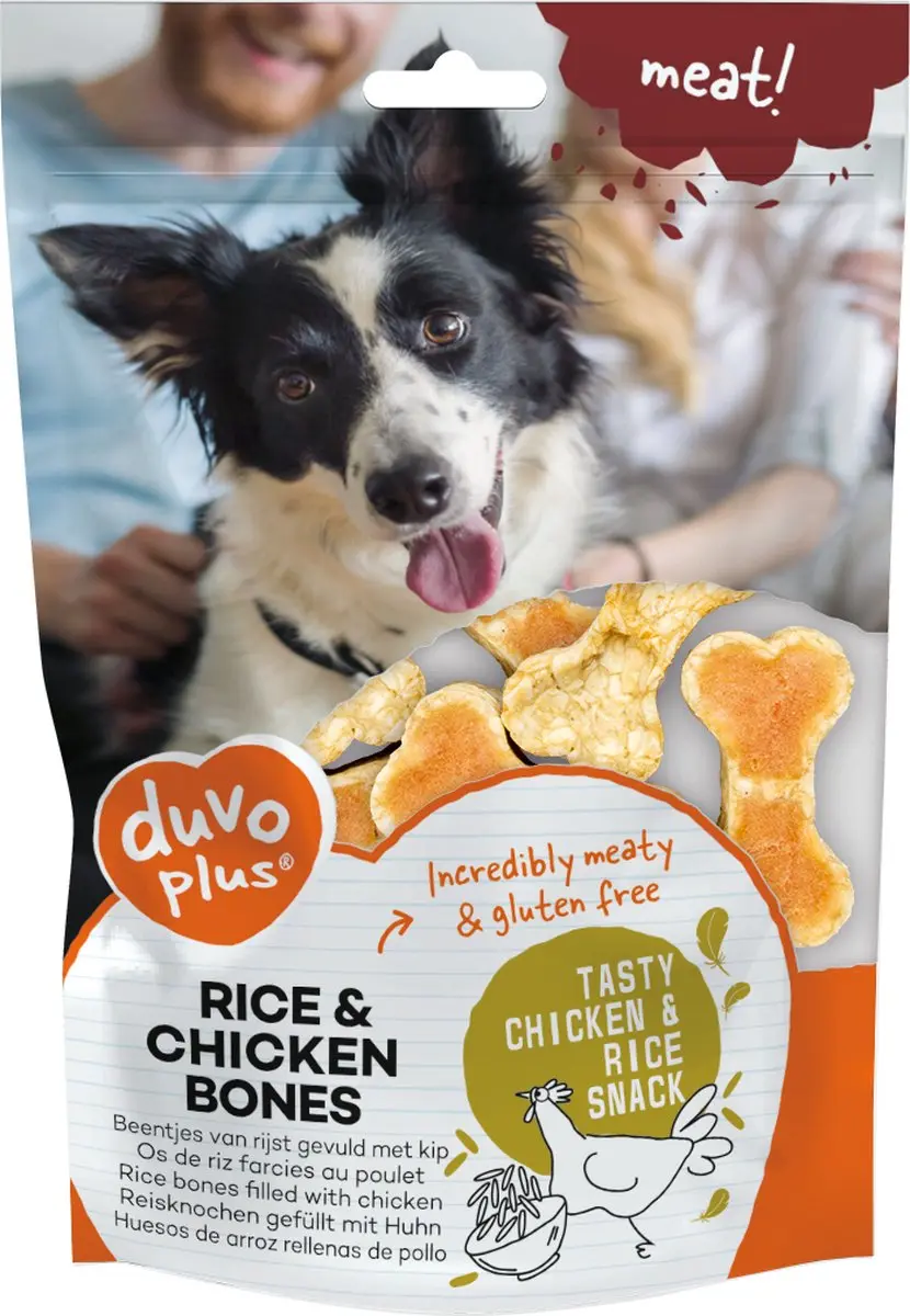 Duvo Duvoplus Meat! Rijst Benen Met Kip Hondensnack 140g - 4 Stuks