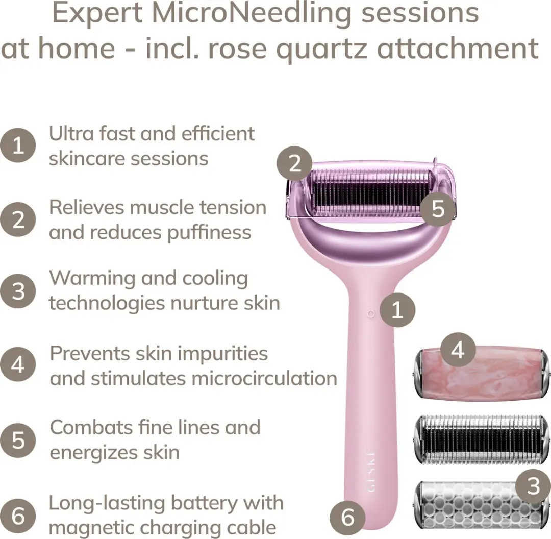 GESKE SmartAppGuided MicroNeedle Roller 9-in-1 - Rozenkwarts - Pink