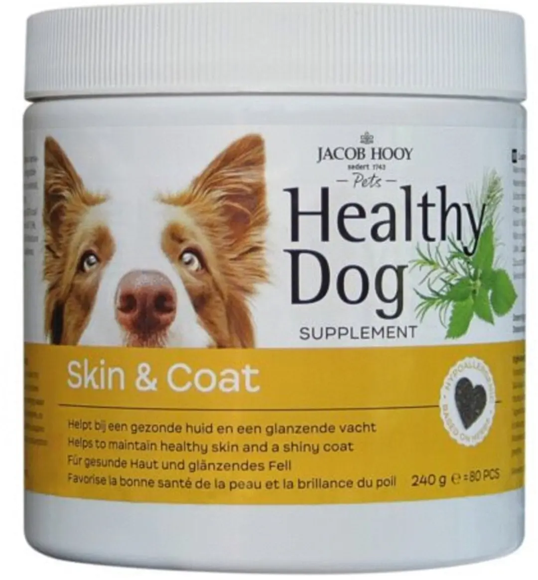 Jacob Hooy Healthy Dog Skin & Coat Voedingssupplement 80 Stuks