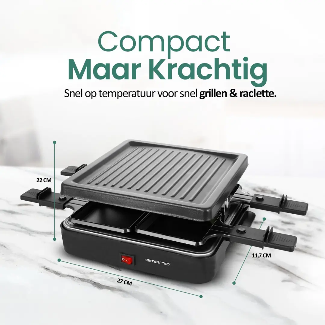 Emerio RG-120656 Raclettegrill 600W - 4 Personen - Zwart