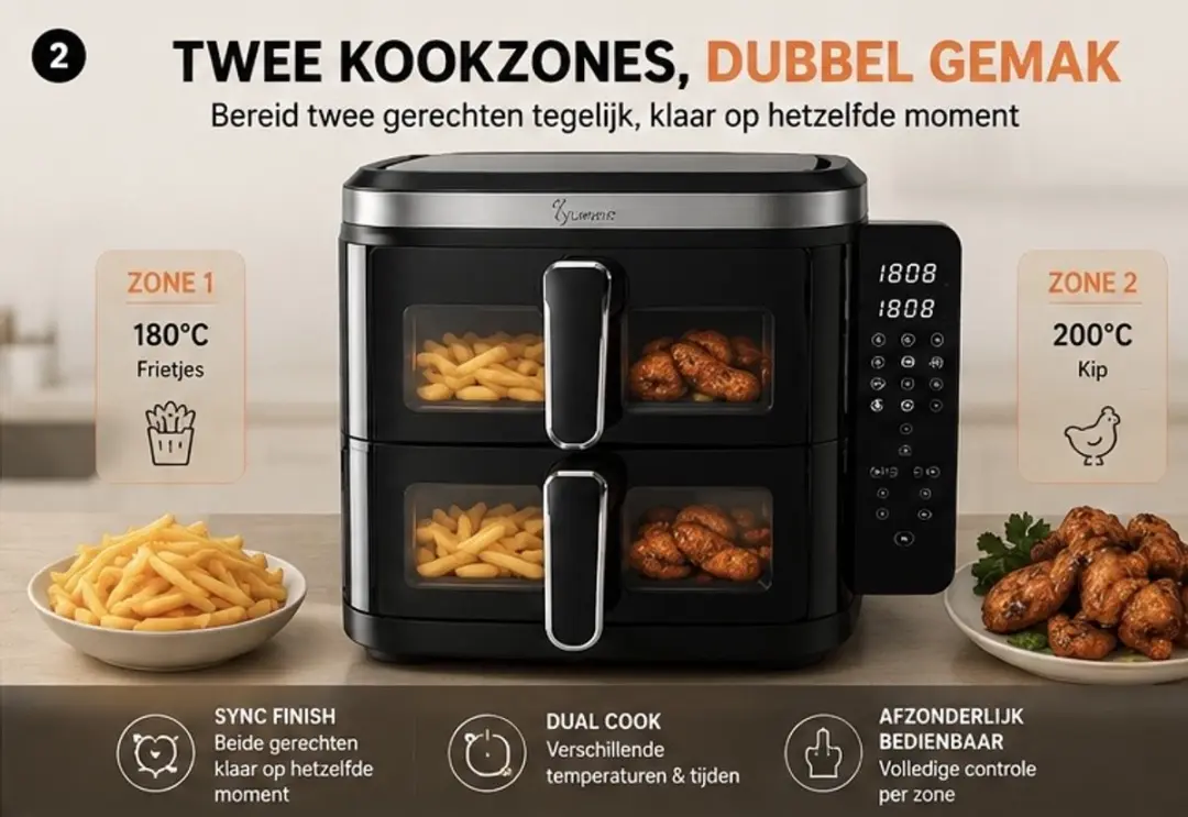 Harmonie Family Size HM-300 Airfryer 11L - 2800W - Zwart