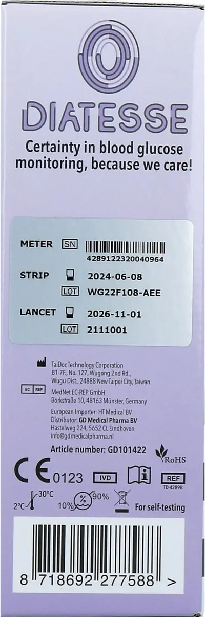 Diatesse XPER GD101422 Glucosemeter Startpakket - 1 Persoon
