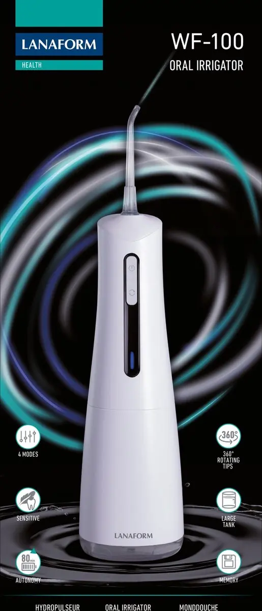 Lanaform WF-100 Hydrojet Monddouche - 300ml - 4 Snelheden - Wit