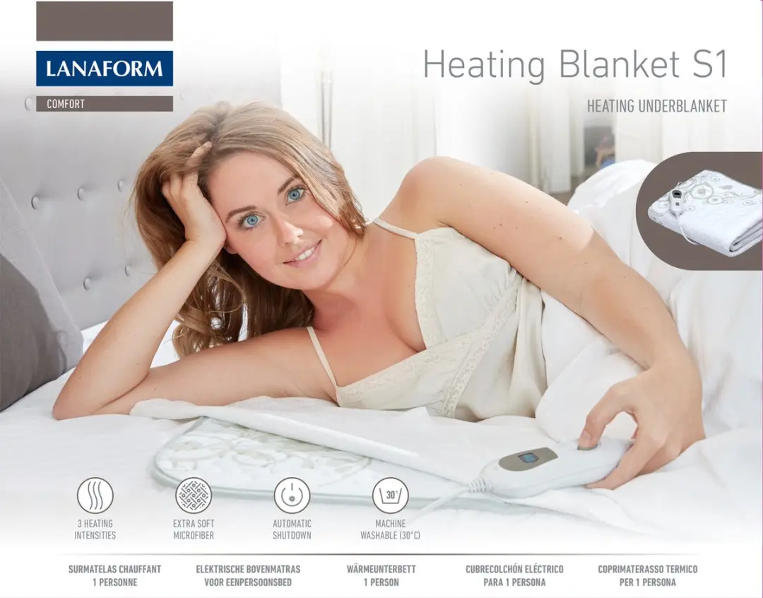Lanaform Heating Blanket S1 Elektrische Deken 75W - 80x150cm - Wit