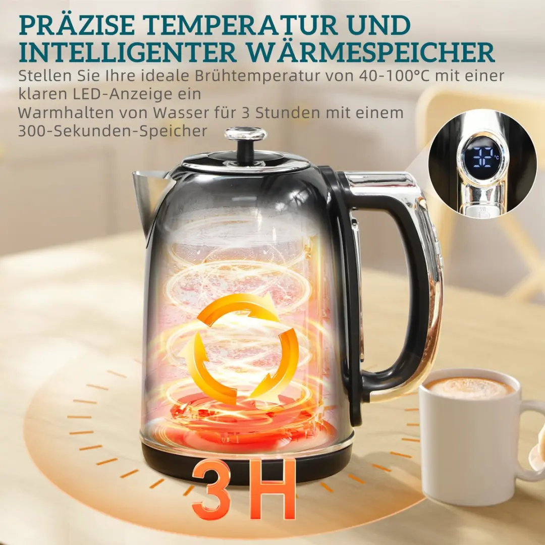 Homcom Waterkoker & Broodrooster Set 2200W - 6 Programma's - Zwart